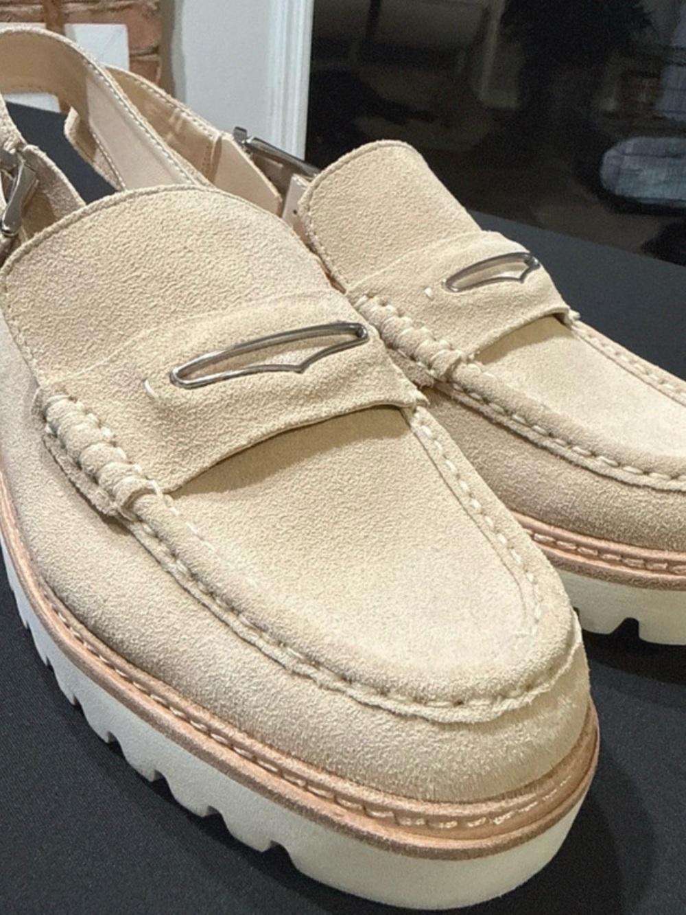 Steve Madden Beige Suede Platform Loafers